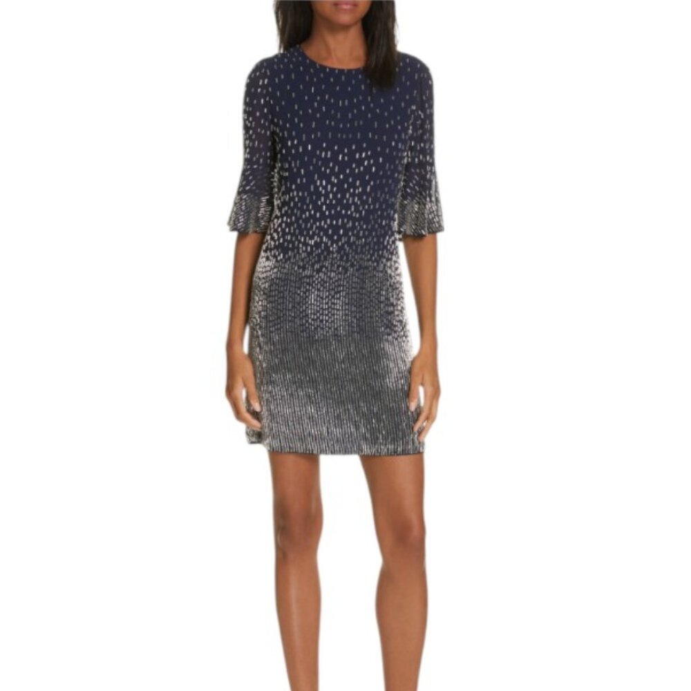 Alice + Olivia Thym Embellishes Bead Shift Trumpet Sleeve Tunic Dress-4
